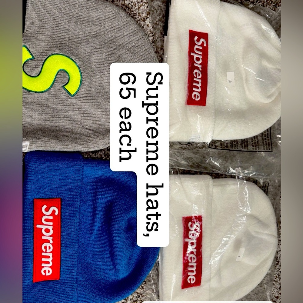 Supreme Beanie Hats - Gray, Blue, White